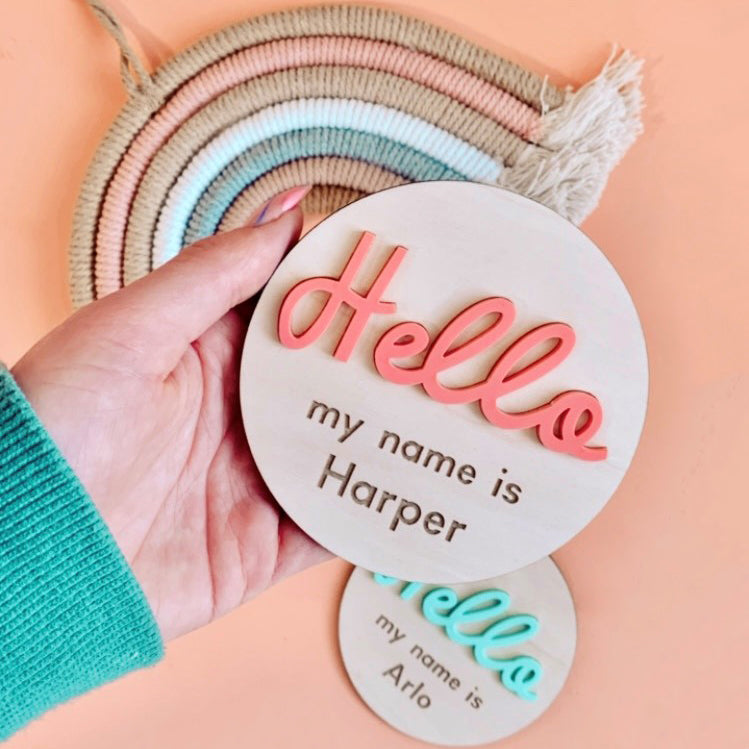 Hello My Name Is Baby Announcement Disc