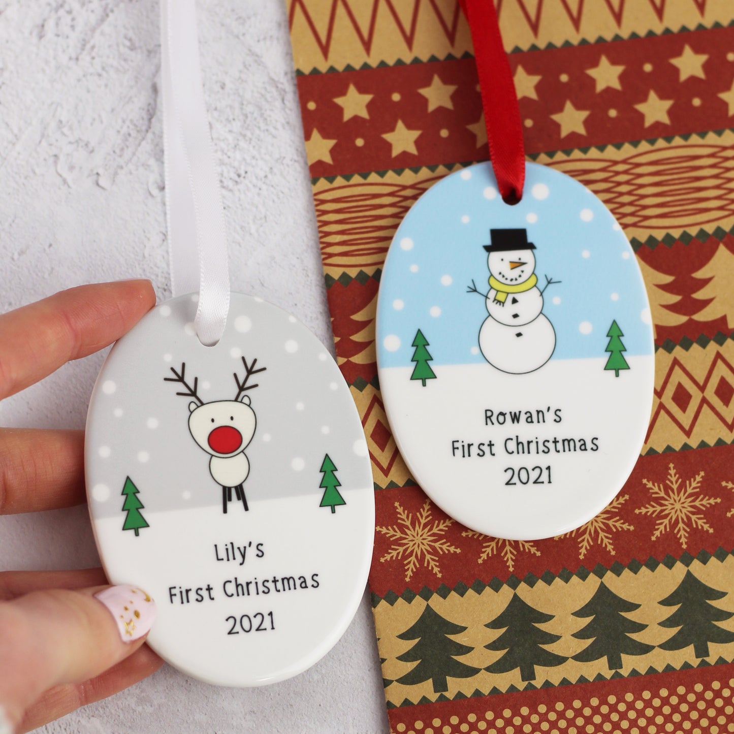 Santa and Friends Baby's First Christmas Oval Decoration