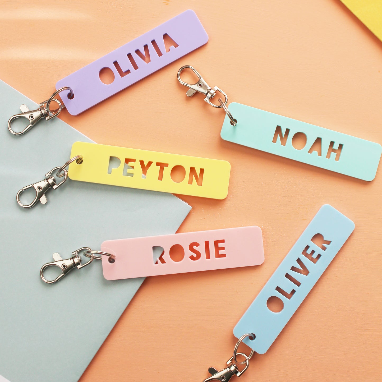 Pastel Acrylic Personalised Name Keyring