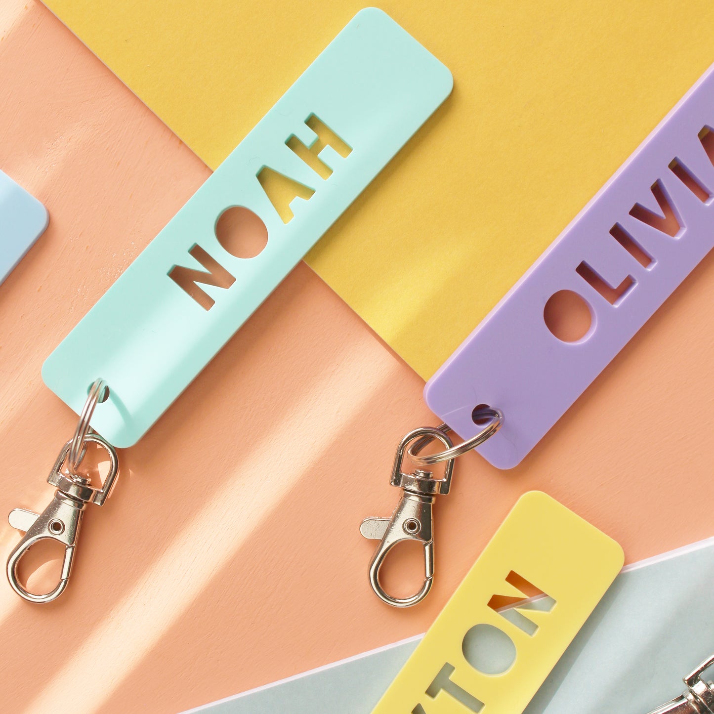 Pastel Acrylic Personalised Name Keyring