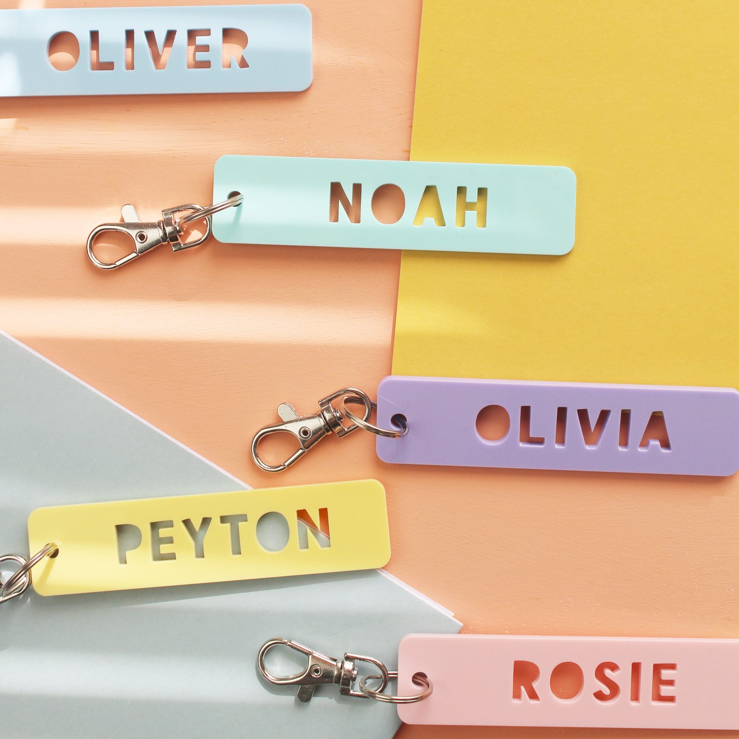 Pastel Acrylic Personalised Name Keyring