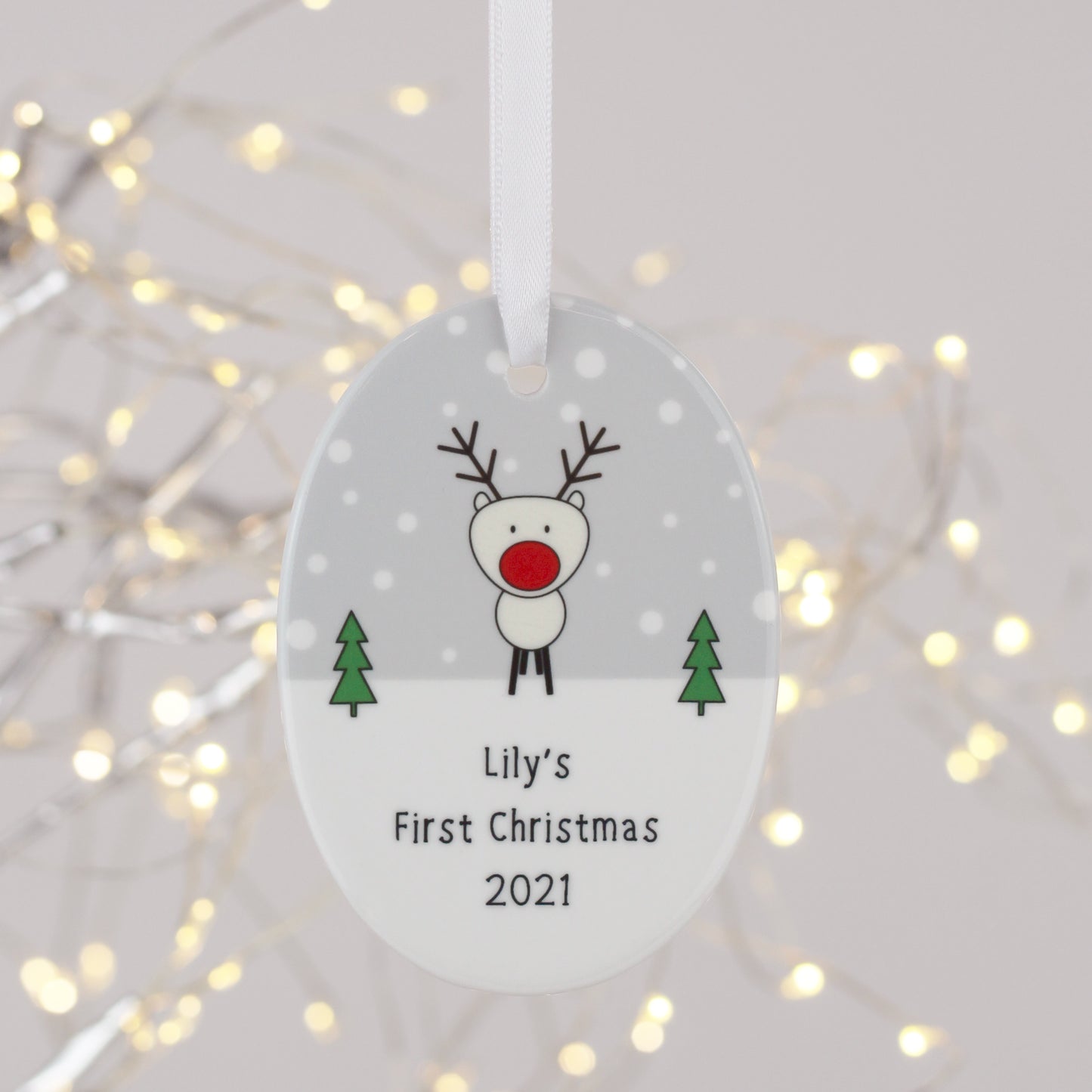 Santa and Friends Baby's First Christmas Oval Decoration