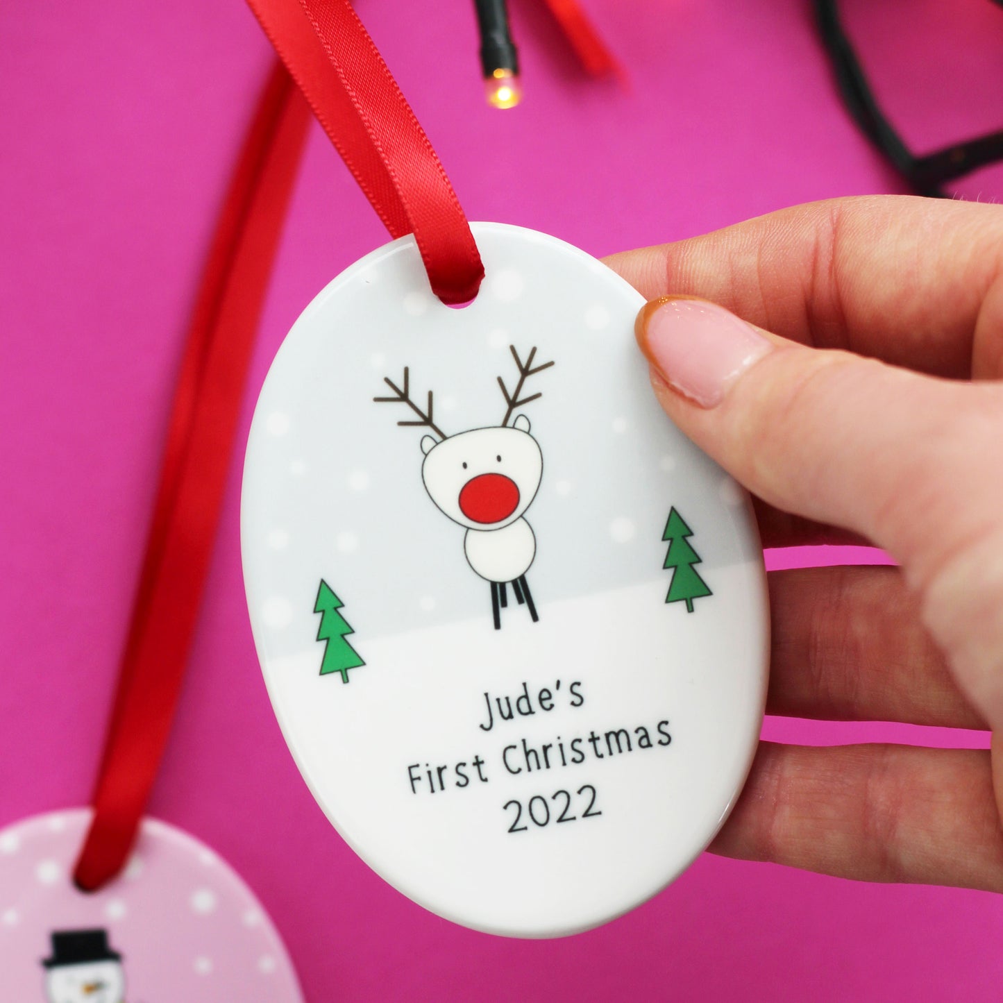 Santa and Friends Baby's First Christmas Oval Decoration