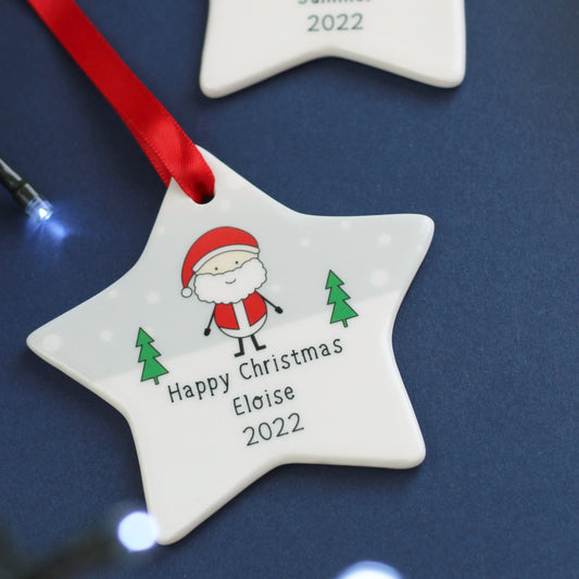 Santa and Friends Happy Christmas Star Decoration