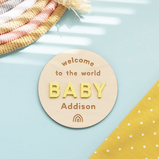 Welcome to the World Personalised Baby Disc
