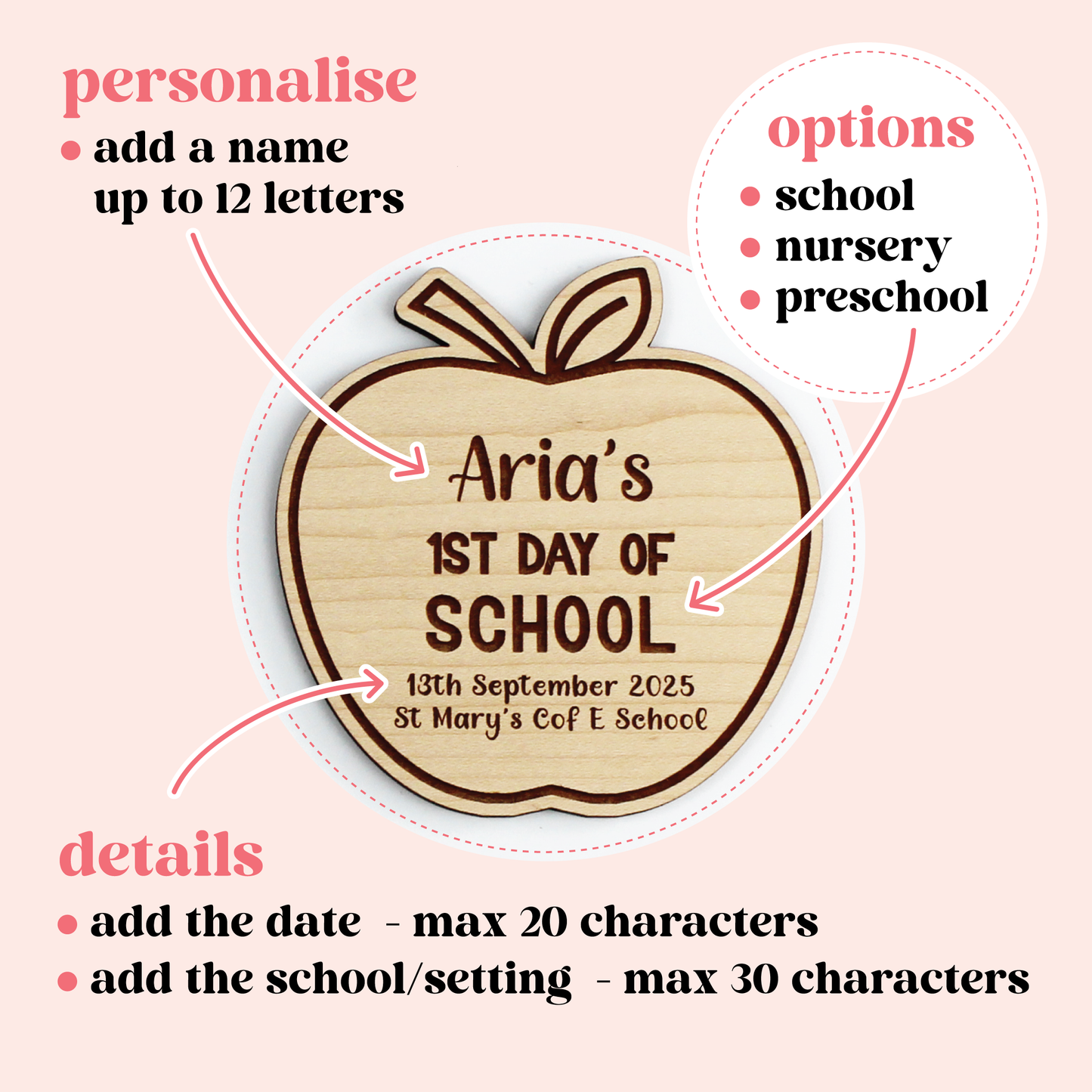 First Day Of School Apple Keepsake Plaque