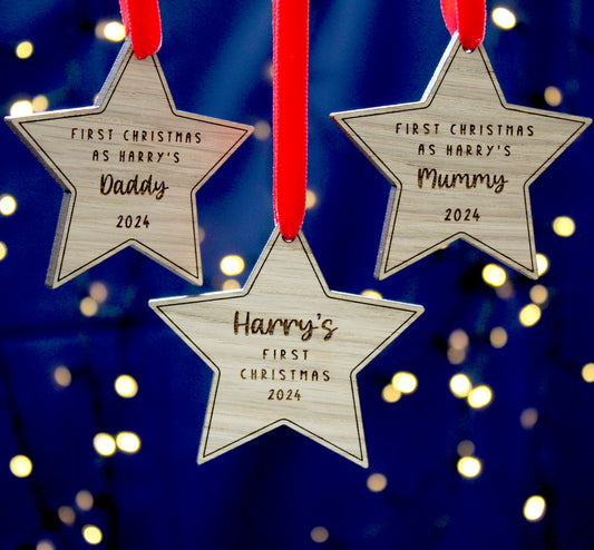 Baby's First Christmas Personalised Decorations Family Gift Set