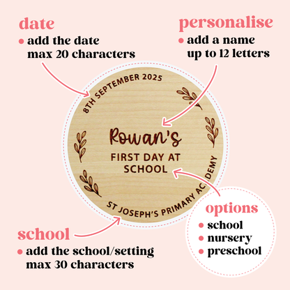 First Day At School Floral Keepsake Sign