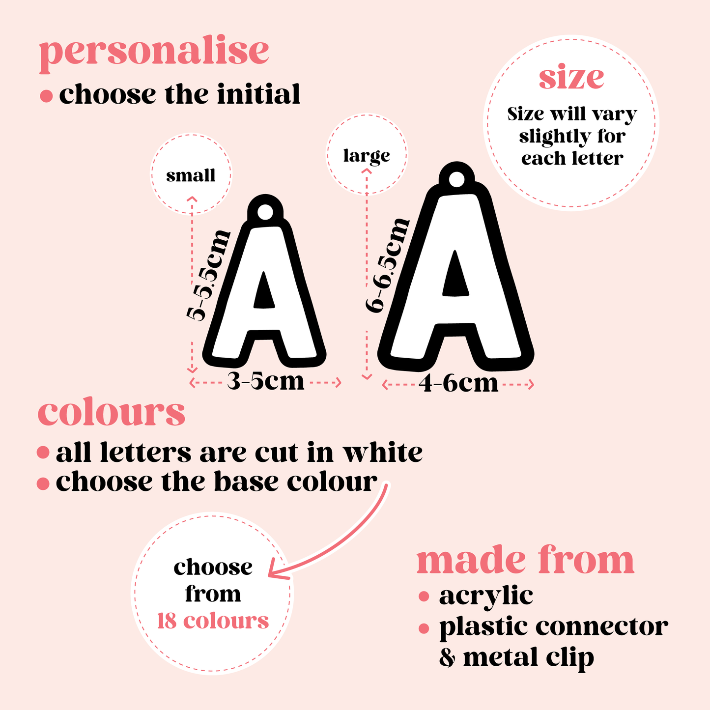 Two Colour Acrylic Initial Keyring