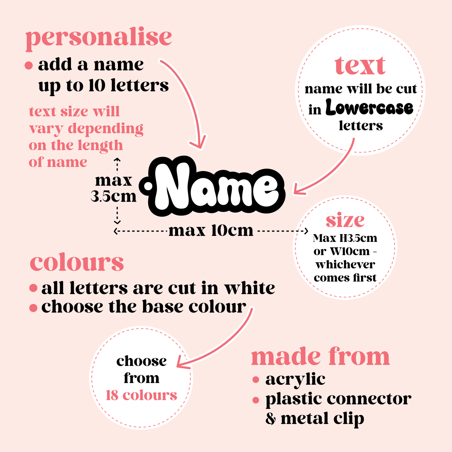 Two Colour Acrylic Personalised Name Keyring