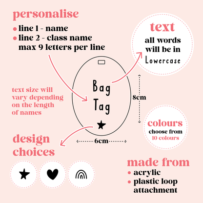 Personalised School Bag Name Tag