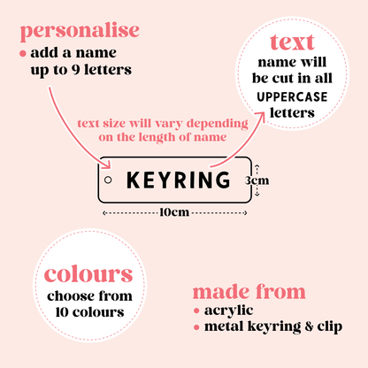 Pastel Acrylic Personalised Name Keyring