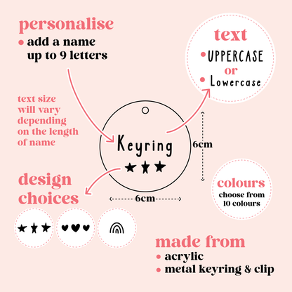 Round Acrylic Personalised Name Keyring