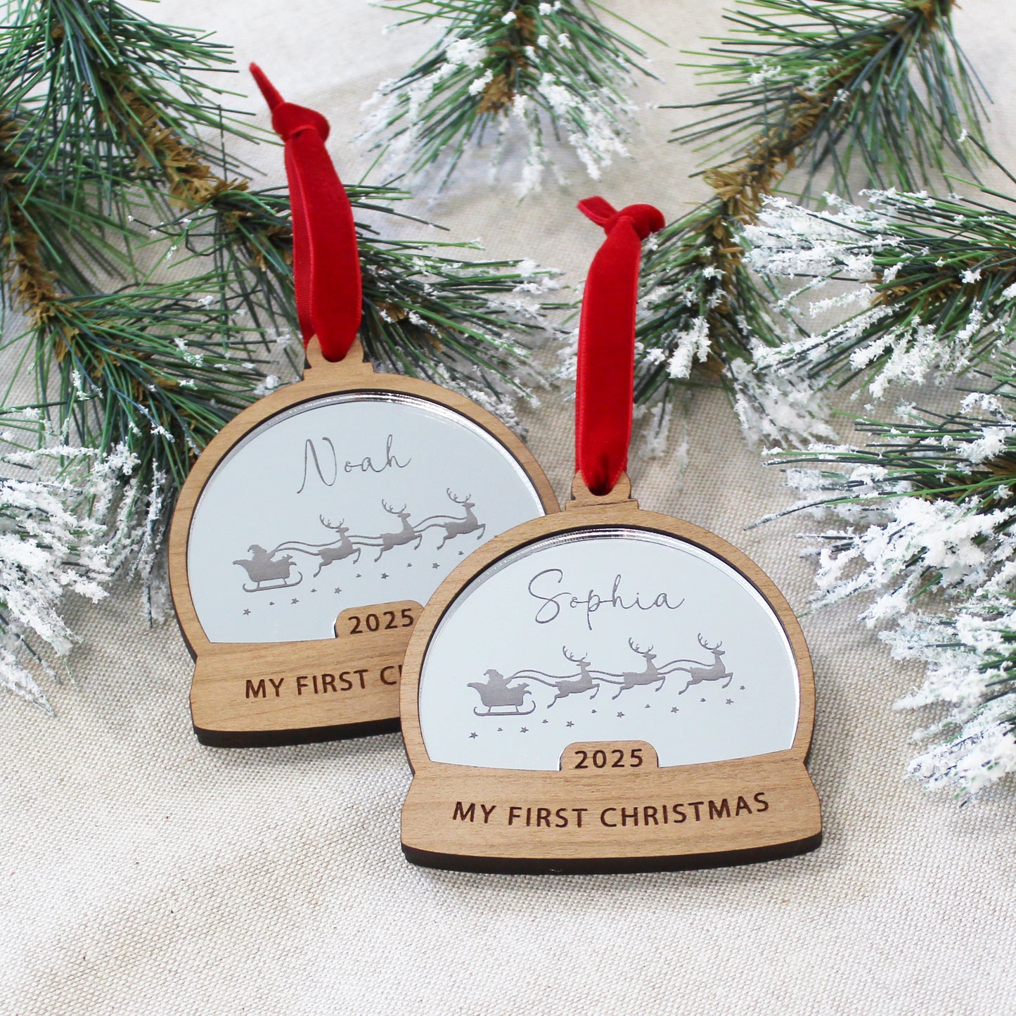My First Christmas Snow Globe Style Personalised Bauble
