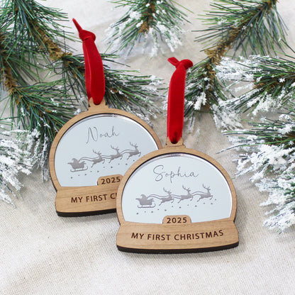 My First Christmas Snow Globe Style Personalised Bauble
