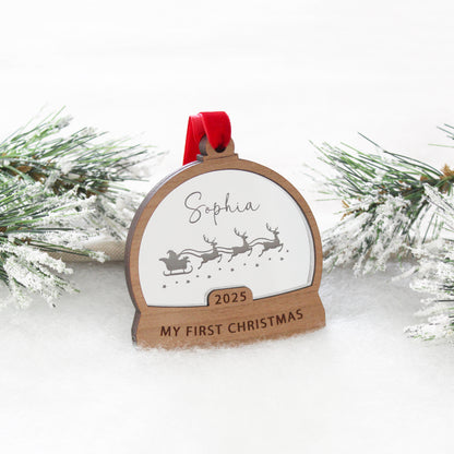 My First Christmas Snow Globe Style Personalised Bauble