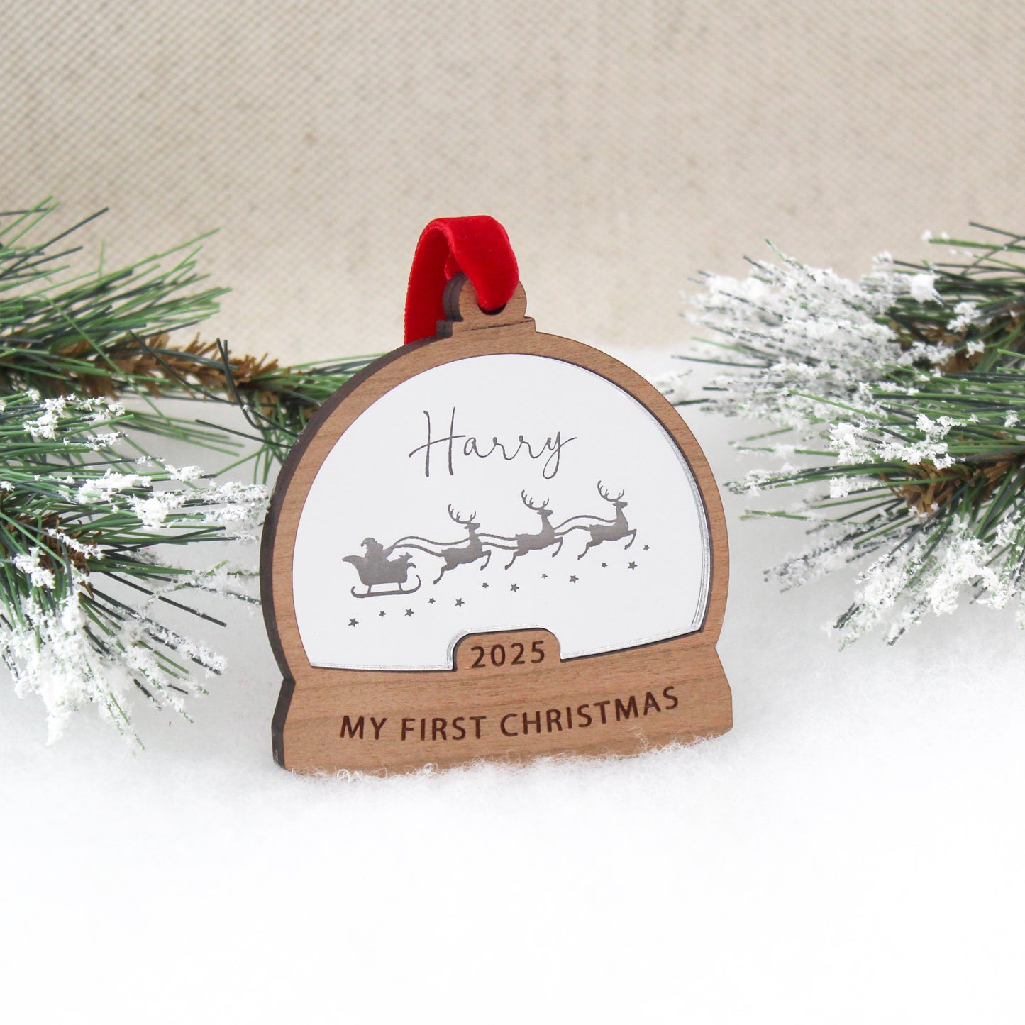 My First Christmas Snow Globe Style Personalised Bauble
