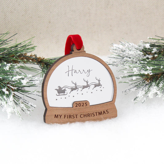 My First Christmas Snow Globe Style Personalised Bauble