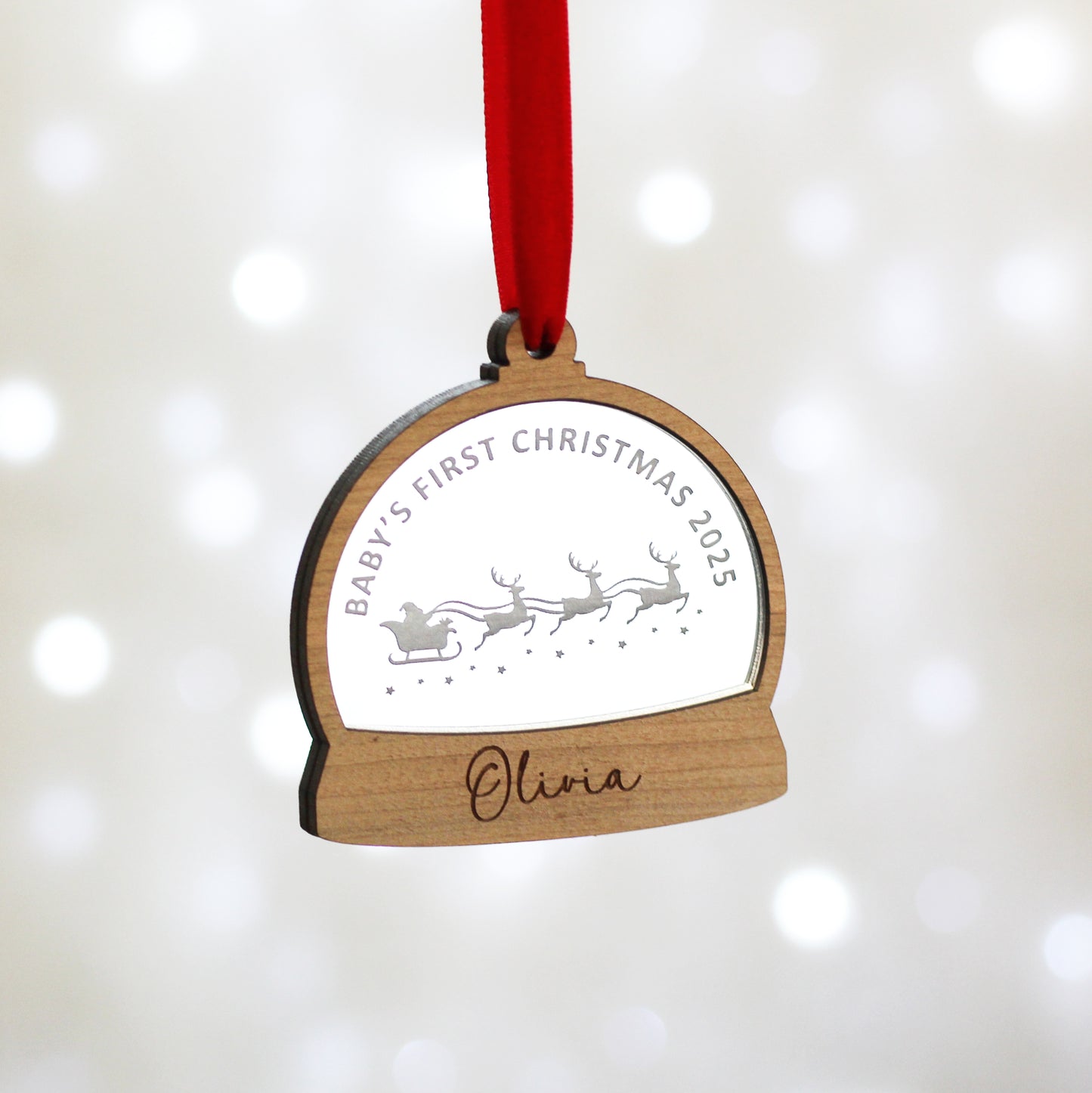 Baby's First Christmas Snow Globe Style Personalised Bauble