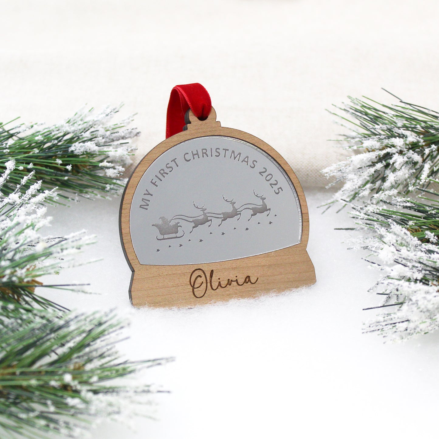Baby's First Christmas Snow Globe Style Personalised Bauble