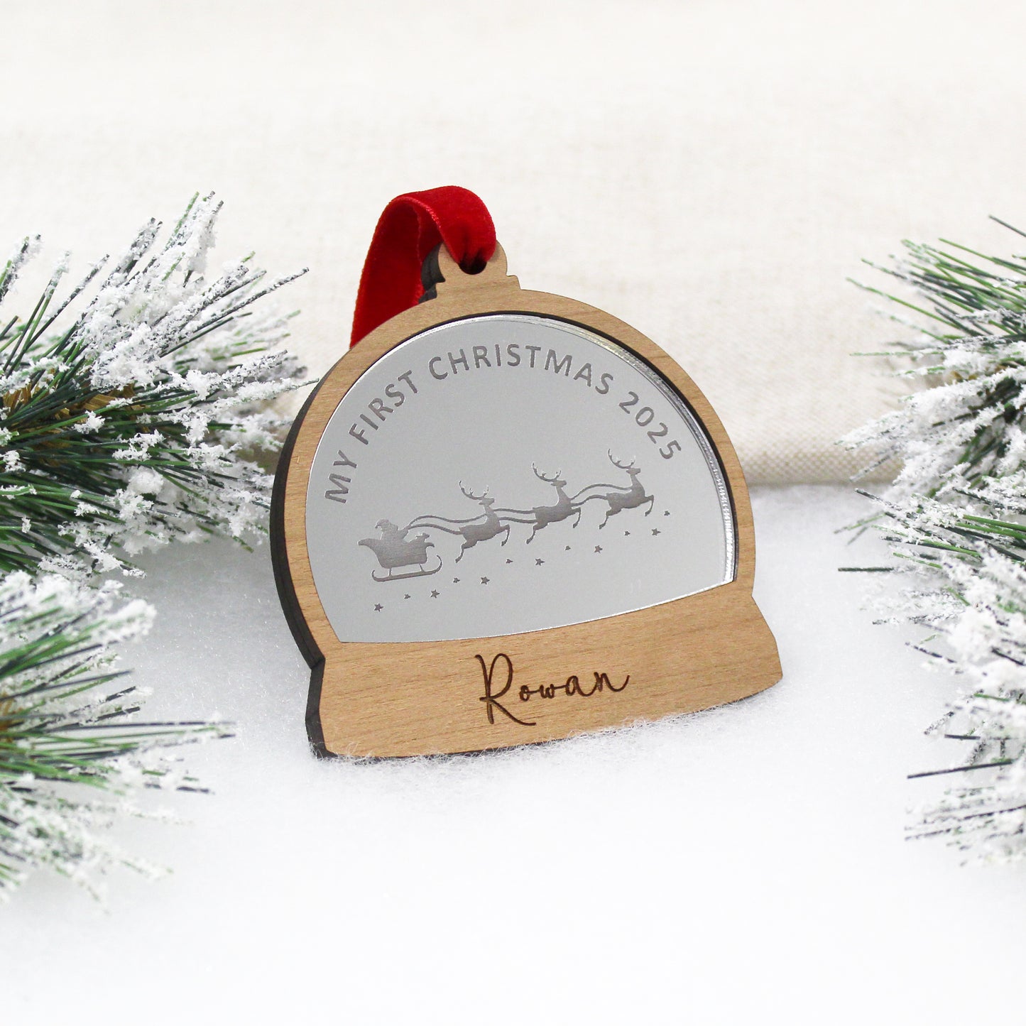 Baby's First Christmas Snow Globe Style Personalised Bauble