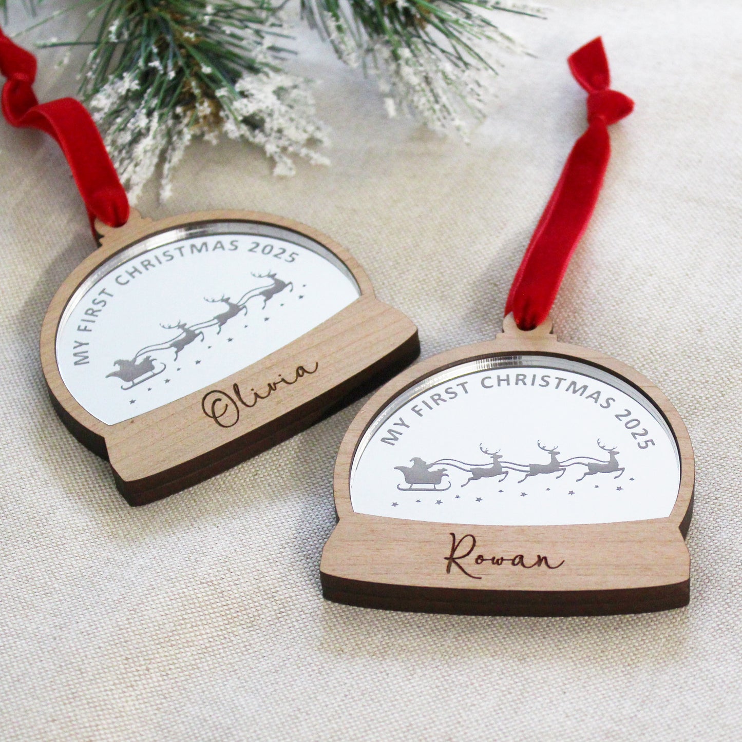 Baby's First Christmas Snow Globe Style Personalised Bauble