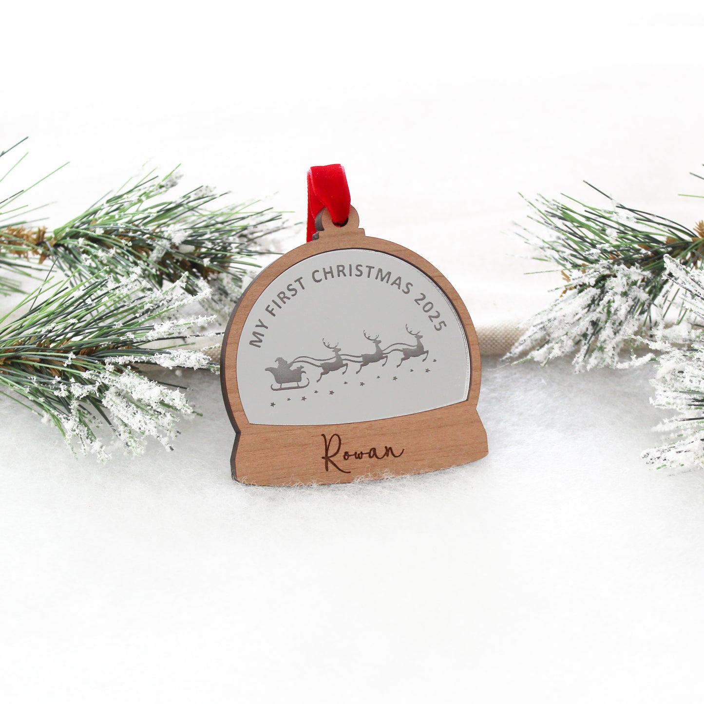Baby's First Christmas Snow Globe Style Personalised Bauble
