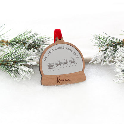 Baby's First Christmas Snow Globe Style Personalised Bauble