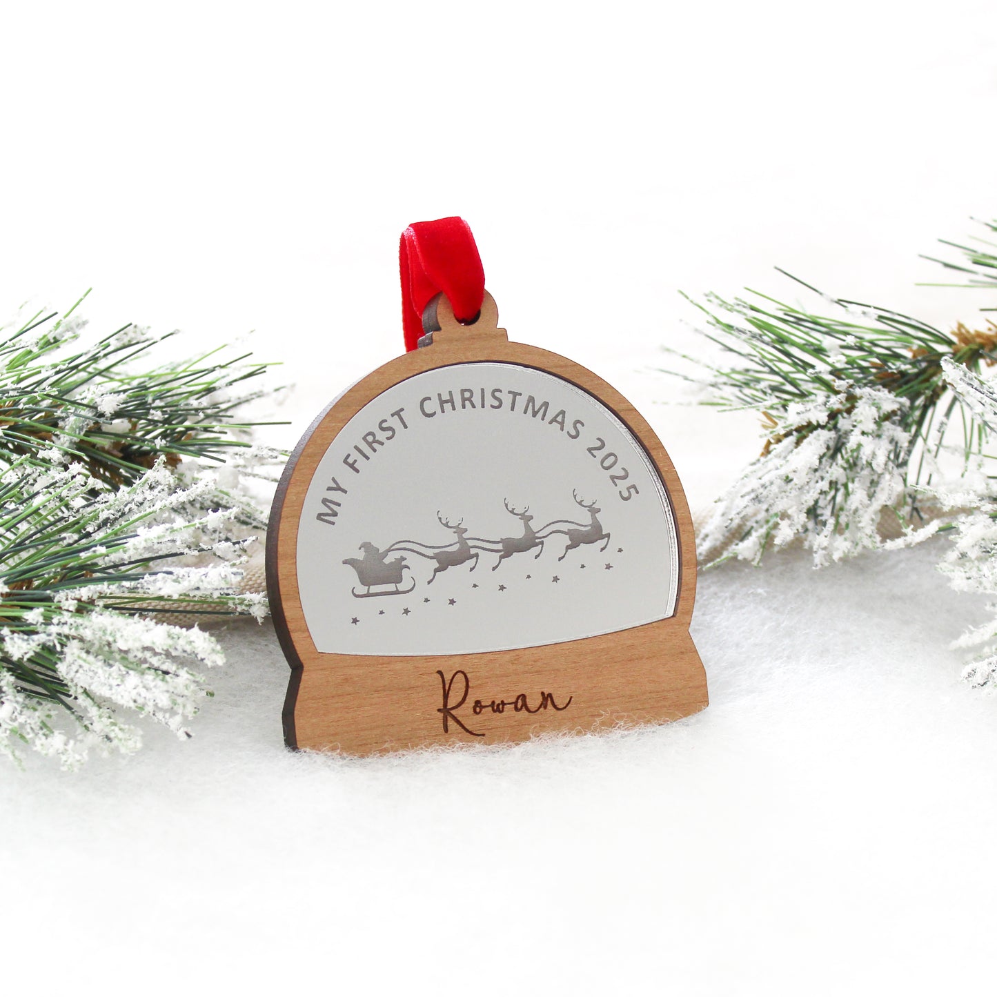 Baby's First Christmas Snow Globe Style Personalised Bauble