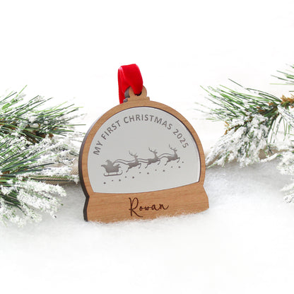 Baby's First Christmas Snow Globe Style Personalised Bauble