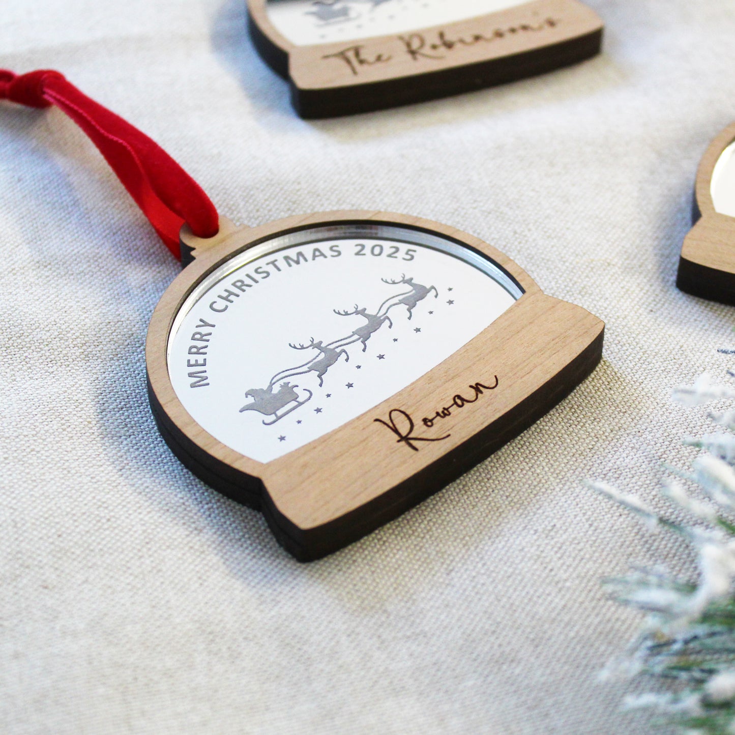 Personalised Snow Globe Style Christmas Bauble