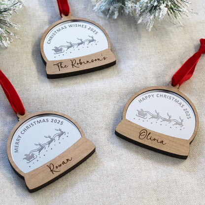 Personalised Snow Globe Style Christmas Bauble