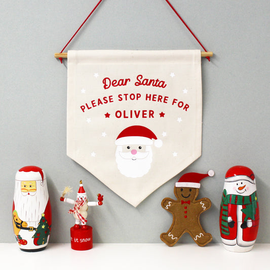 Santa Stop Here Personalised Flag