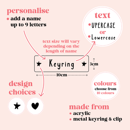 Rectangle Acrylic Personalised Keyring
