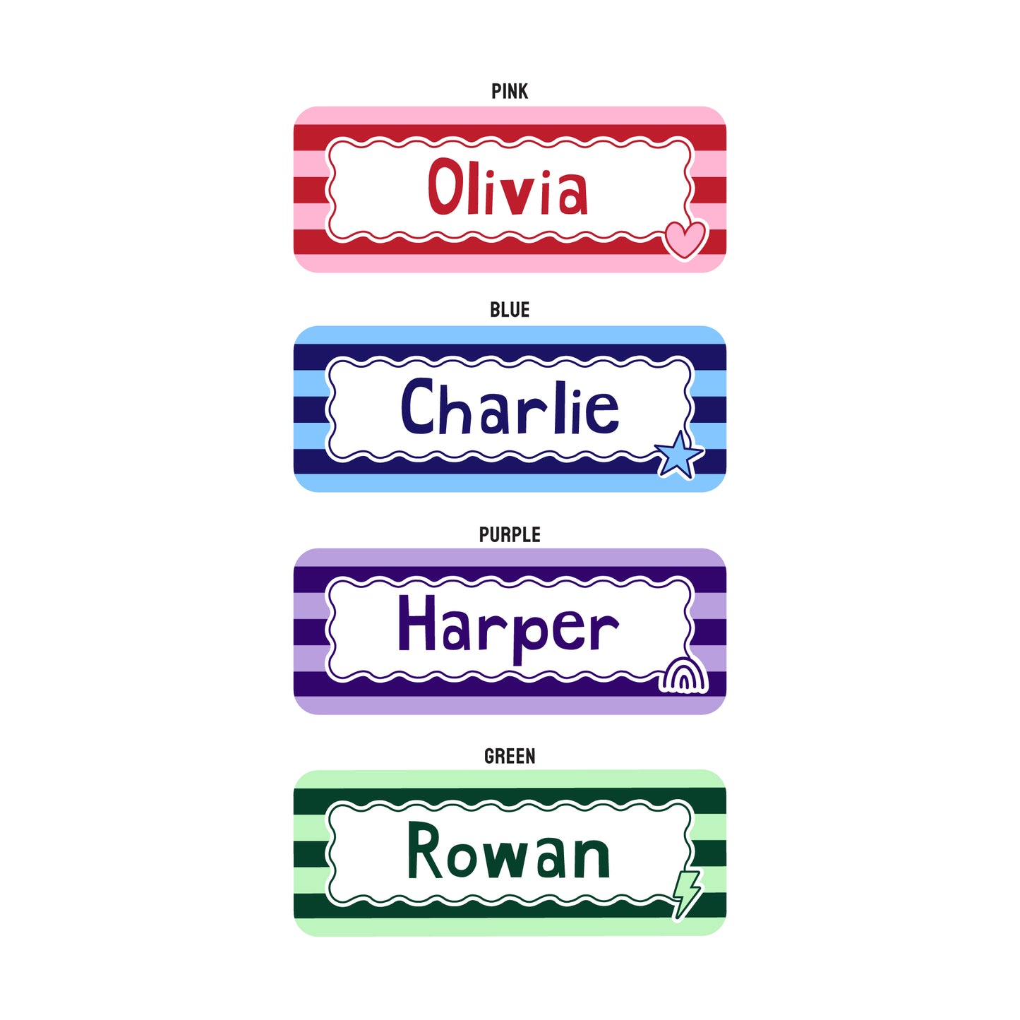 Stripes Personalised Name Keyring