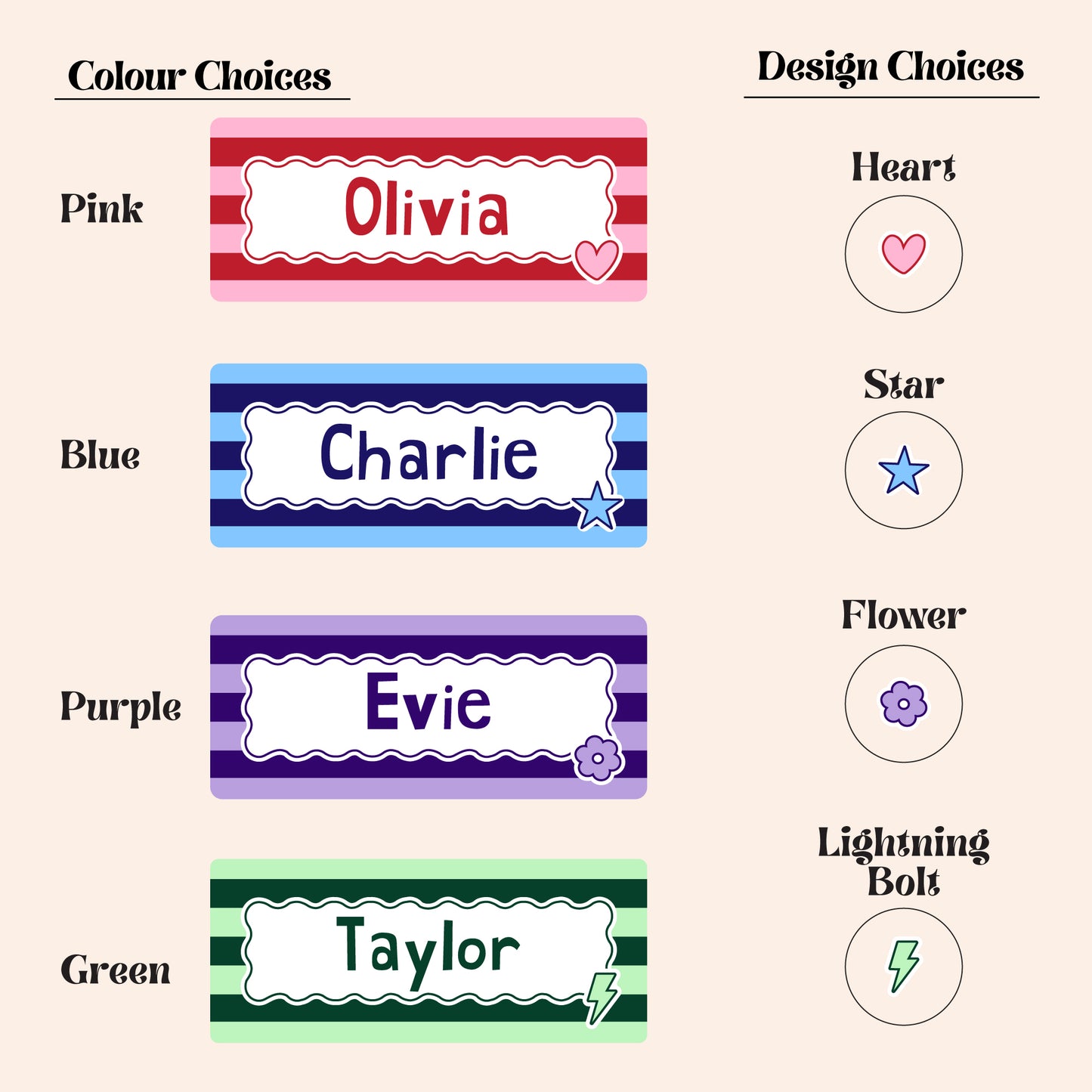 Striped Personalised Name Keyring