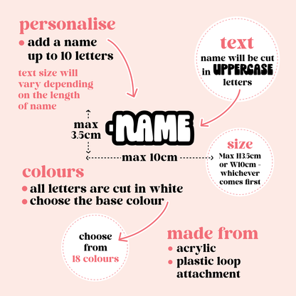 Two Colour Funky Name Bag Tag