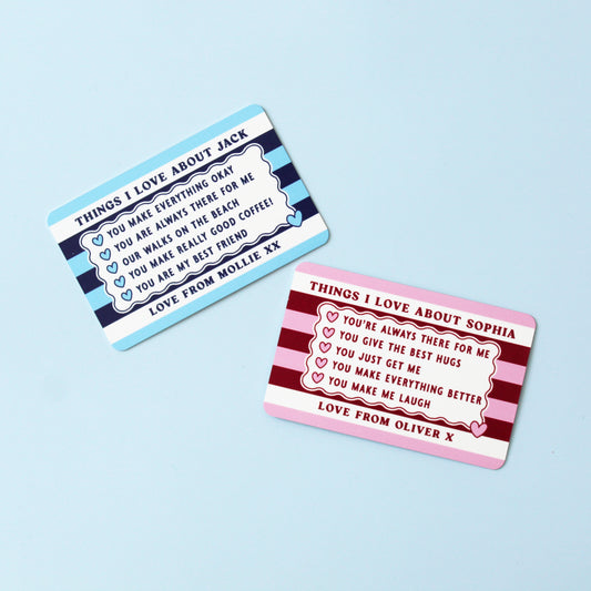Things I Love About You Wallet Card