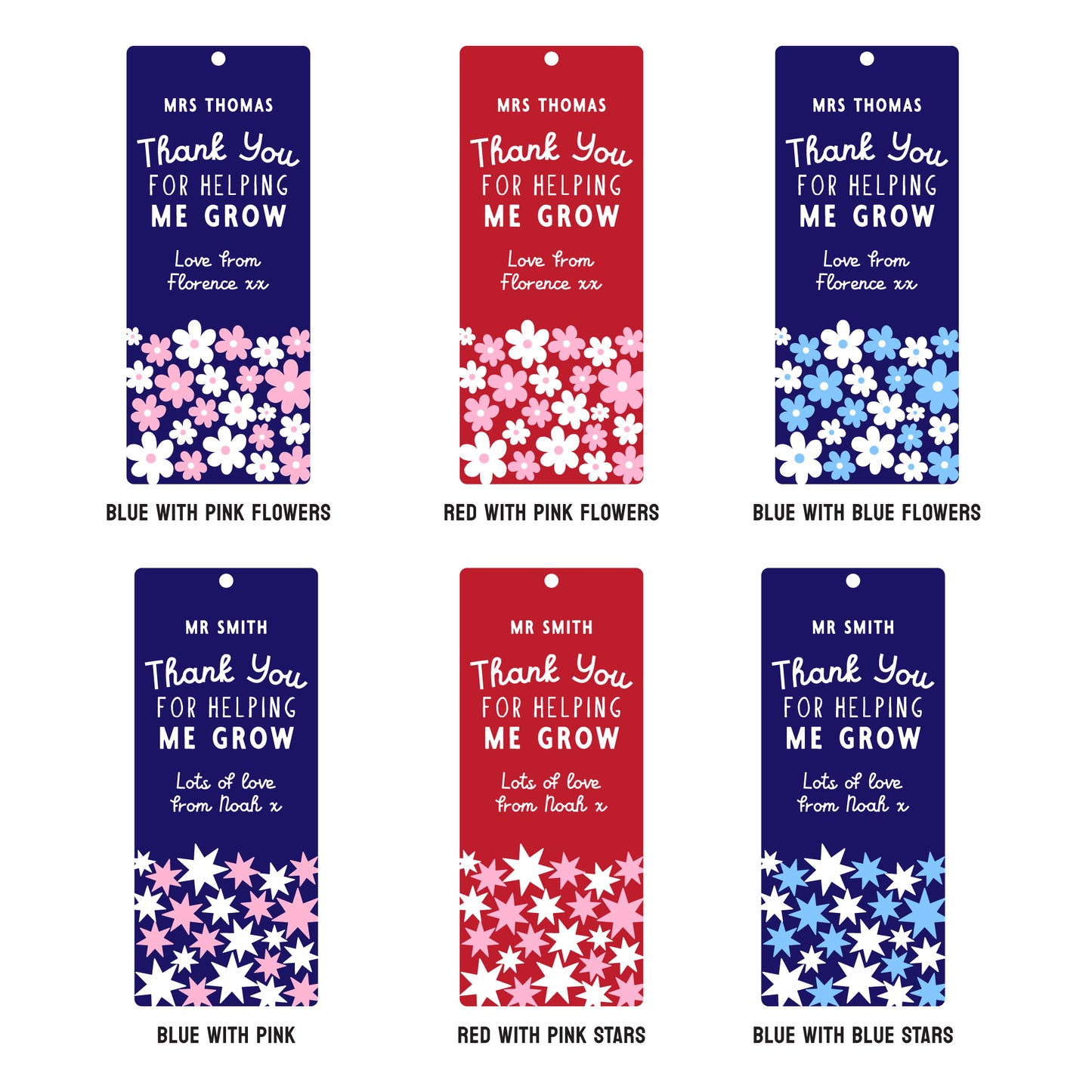 Thank You For Helping Me Grow Teacher Bookmark