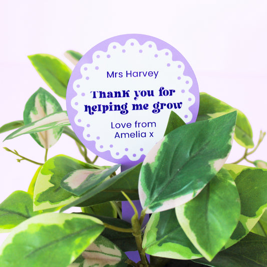 Thank You For Helping Me Grow Plant Marker