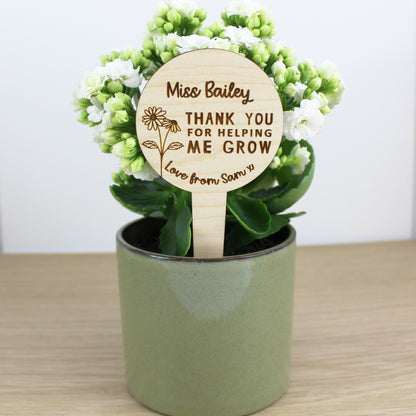 Thank You For Helping Me Grow Teacher Plant Marker