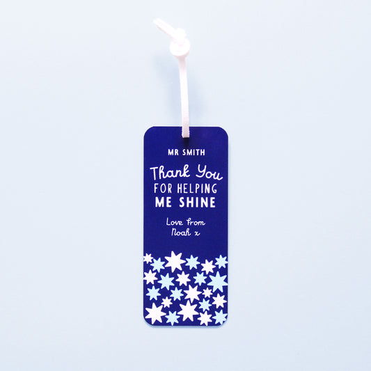 Thank You For Helping Me Shine Teacher Bookmark