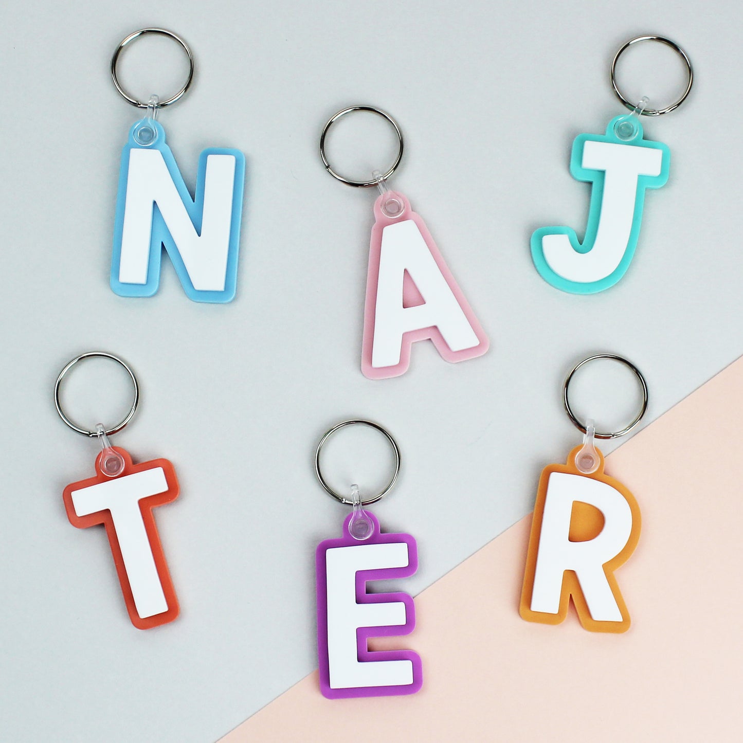 Two Colour Acrylic Initial Keyring