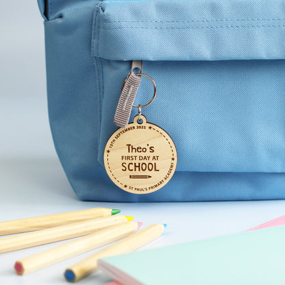 First Day At School or Nursery Wooden Bag Tag