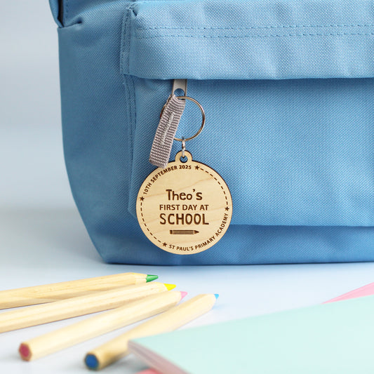 First Day At School or Nursery Wooden Bag Tag
