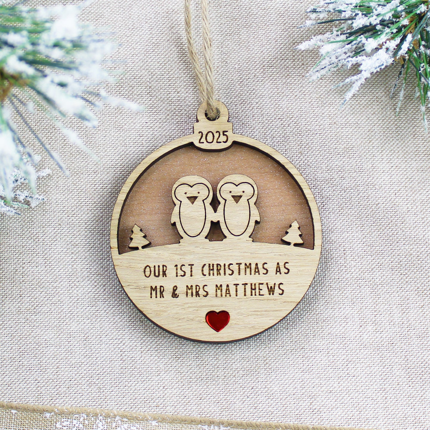 Our First Christmas Married Personalised Wooden Decoration
