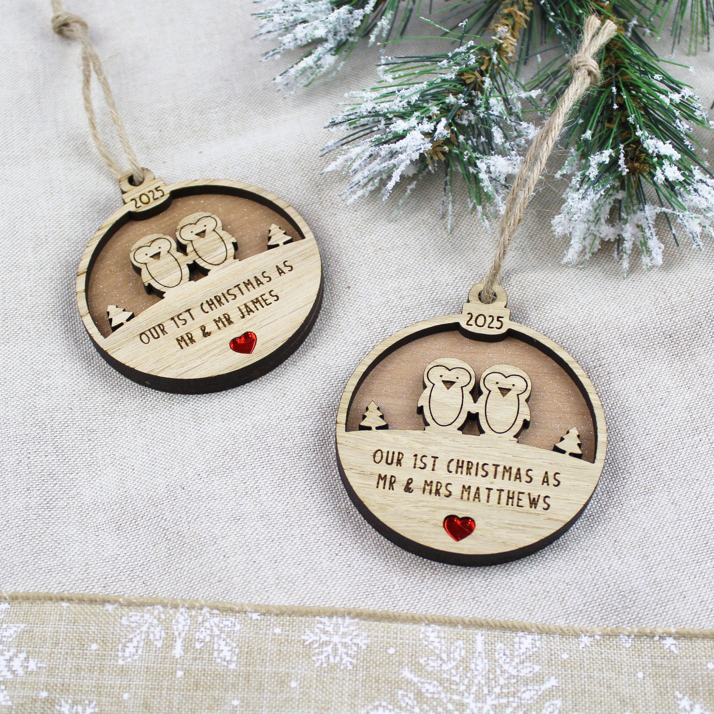 Our First Christmas Married Personalised Wooden Decoration