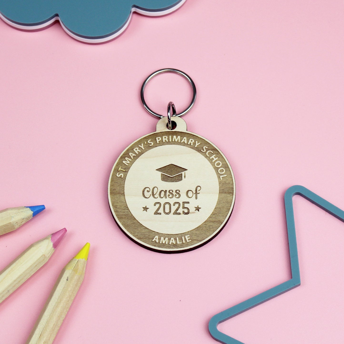 Class of 2025 School Graduation Wooden Keyring