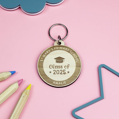 Class of 2025 School Graduation Wooden Keyring