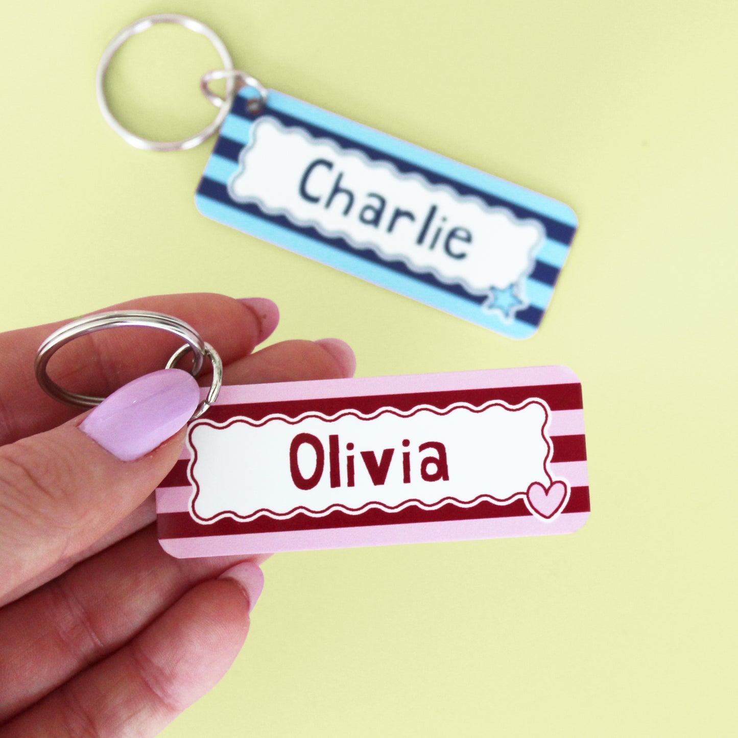 Stripes Personalised Name Keyring
